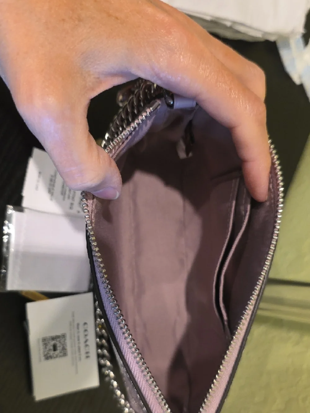 Coach Lavender/Purple Patent Mini Wristlet with Chain Strap - NWT - Picture 8 of 13